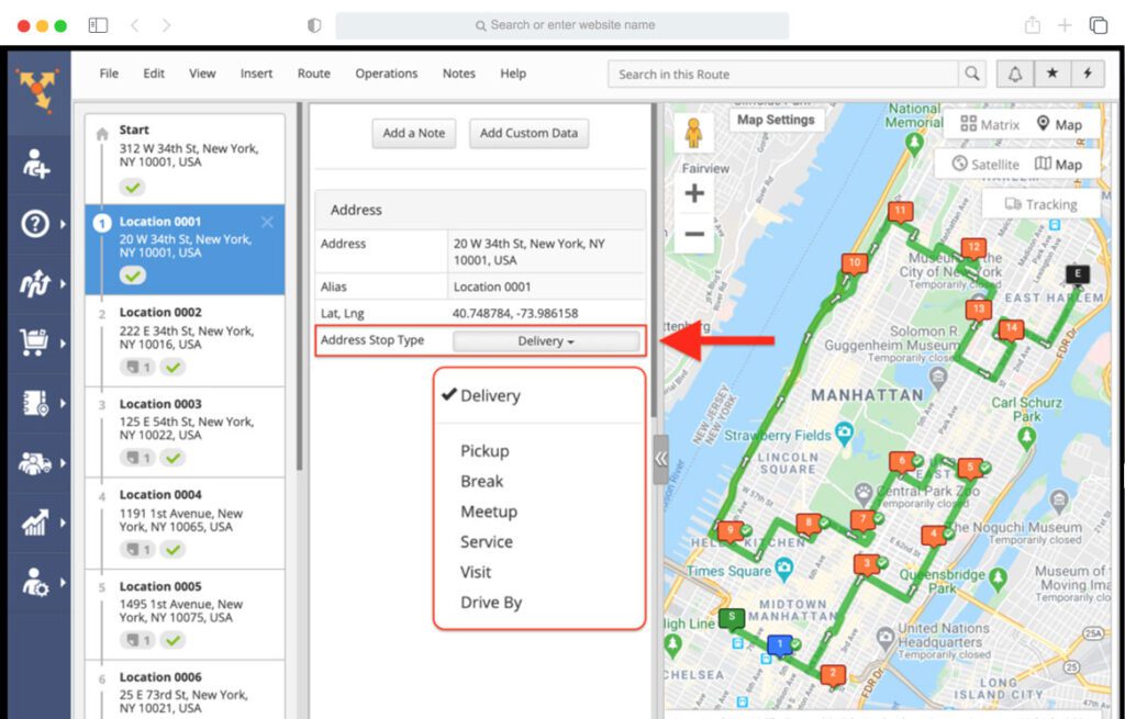 Screenshot from Route4me Route Optimization Software